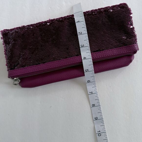 Foldover Clutch Purse Jewell by Thirty One Forever Crushed Berry Pebble Sequins - Picture 8 of 9